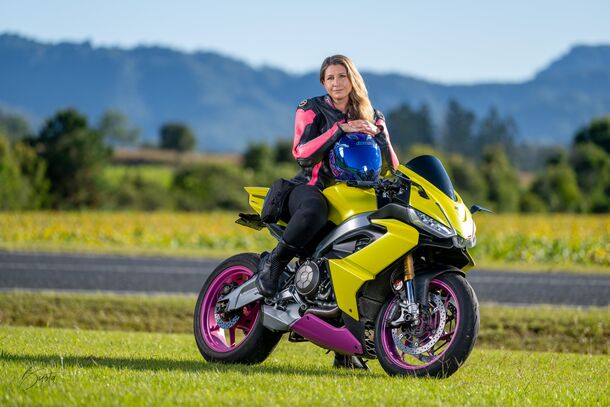 Loren and her motorcycle